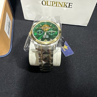 Oupinke GreenSkeleton Tourbillon Luminous Formal Automatic Mechanical Wristwatch