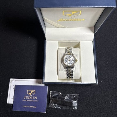 JSDUN Luxury Women’s Watch Stainless Steel And Gold, Diamond, Champagne Face