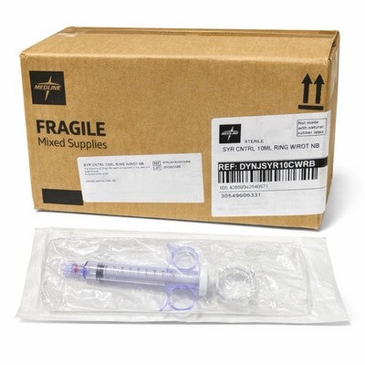 Medline 10mL Control Syringe Ring Handle Sterile DYNJSYR10CWRB Case of 10