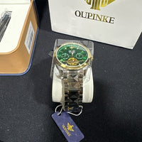 Oupinke GreenSkeleton Tourbillon Luminous Formal Automatic Mechanical Wristwatch