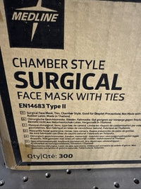 Medline NON27382 - Chamber Style Surgical Face Mask With Ties 300 Pcs (Green)