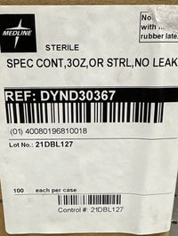 Medline Sterile Specimen Container 3oz No Leak DYND30367 Case of 100