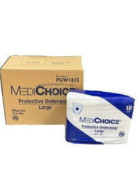 MediChoice Protective Underwear Large 44–54 Case 72 Latex-Free