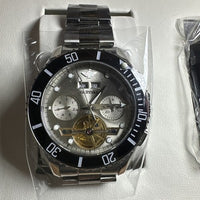 Oupinke Men’s Luxury Watch Silver Band, Silver Dial, Black Bezel