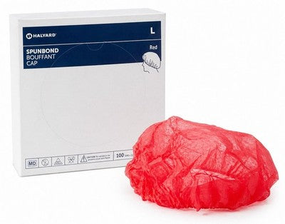 Halyard Spunbond Bouffant Cap L Red REF 47322 100 Ct Disposable Caps