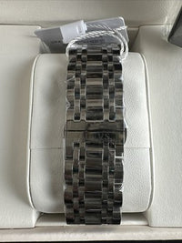 Olevs Men’s Watch Skeleton 5 Hands Silver Band, Black Dial