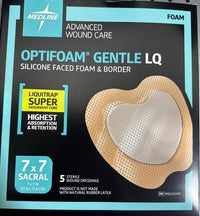Medline Optifoam Gentle LQ Foam Sacral Dressing 7 x 7 in 5/Bx MSC2377EP Exp 2025