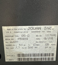 Jouan CR3-12 Refrigerated Centrifuge w/ Rotor & Buckets 120V Working