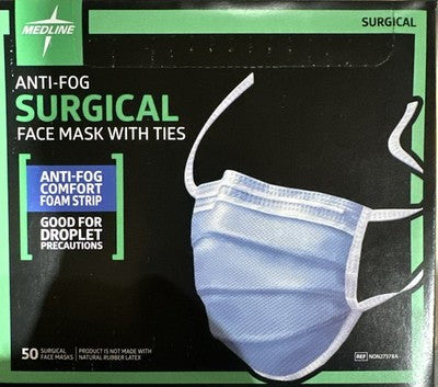 Medline Anti-Fog Face Masks with Ties Qty 300 Ref NON27378A