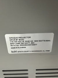 BUHL OPUS MARK IV DIRECT OPAQUE PROJECTOR Serial No: 505028A040104577