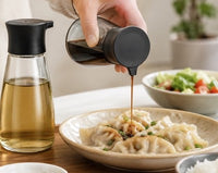 Set of 2 Glass Soy Sauce Dispenser Bottles Leakproof Cruet Oil Vinegar Black