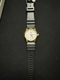 OLEVS Mens Watch White Face, Black Rubber Band, Day Date, Quartz
