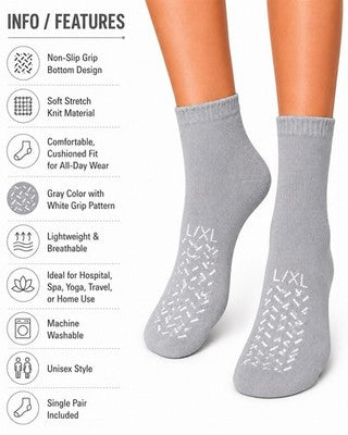 DeRoyal M3059-U Gray Foot Slippers Tread 2 Sides L-XL/G-XG 24 Pair