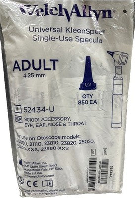 Welch Allyn KleenSpec Adult Ear Specula 4.25mm 850 Qty REF 52434-U NEW