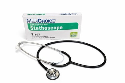 MediChoice Lightweight Dual-Head Stethoscope – Latex Free – Black – New
