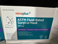 300 Nova Plus Surgical Mask Fluid Rated ASTM White Level 1 6 Boxes 50 Per Box