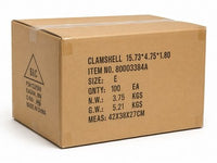 Case of 100 Clear Hinged Clamshell Blister Packaging 15.73 x 4.75 x 1.8