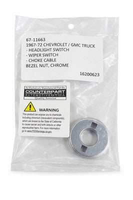 67-72 Chevy GMC Headlight Switch Bezel Nut Chrome 67-11663