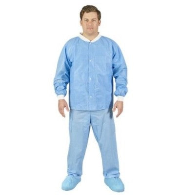 Halyard Medium Weight SMS Lab Jacket, Size Large (L), Blue, 25, Item #1033601