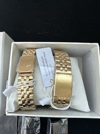 OLEVS Quartz Couple Pair Gold Dial With Diamond, Gold Band, Waterproof
