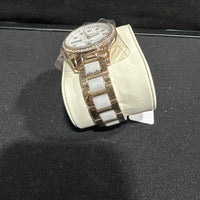 OLEVS Woman's Ceramics Band Zircon Case Day Auto Mechanical Wrist Watches White
