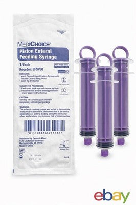 MediChoice Piston Enteral Feeding Syringe EFSP60 Sterile EO Lot Of 3, 60cc