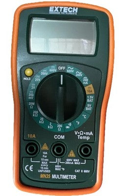Extech Mn35 Digital Multimeter, 600 Max. Ac Volts, 600 Max. Dc Volts D42
