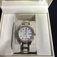 OLEVS Woman's Ceramics Band Zircon Case Day Auto Mechanical Wrist Watches White