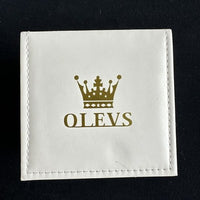 Olevs Mens Luxury Watch Skeleton, Moon Phase, Black Band, Black Dial