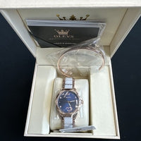 OLEVS Waterproof Luminous Diamond Dial Automatic Watch Women's Blue Heart
