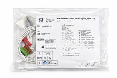 NEW PHILIPS REF 989803172051 ECG 5-Lead Grabber, AAMI + SP02, SPU, Tele