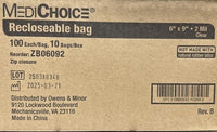 MediChoice Resealable Bags 6 x 9 Clear 2 Mil ZB06092, 1000ct