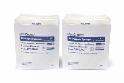 MediChoice All-Purpose Sponges – 2” x 2” – Sterile – 50ct - 4-ply - SPNG2001