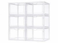 HOMIDEC Clear Stackable Shoe Storage Boxes Size 13 Drop Front 6 Pack