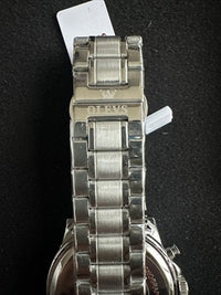 OLEVS Mens Tachymeter Watch Black Face, Silver Band, Day Date, Quartz