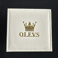 Olevs Mens Luxury Watch Moon Phase, Silver Band, Black Dial