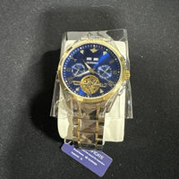 Oupinke Blue Skeleton Tourbillon Luminous Formal Automatic Mechanical Wristwatch