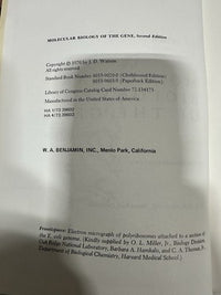 Molecular Biology of the Gene Watson 2nd Edition 1970 Benjamin Genetics Book