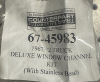 1967-1972 Truck Window Channel Kit 67-45983 Stainless Bead