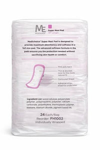 Medichoice Super Maxi Pads 10” Individually Wrapped Lot of 4 FH1002