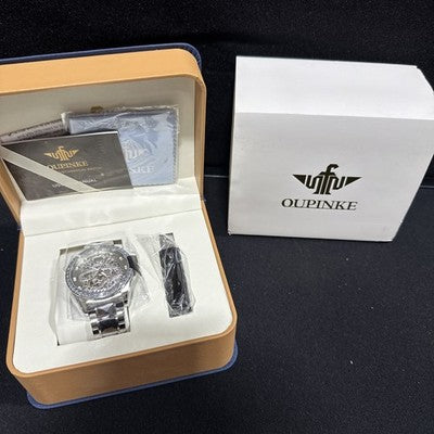 OUPINKE Dragon Skeleton Mens Wrist Watches Luxury Dress Automatic Self Winding