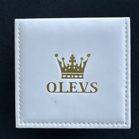 Olevs Mens Luxury Watch Skeleton, Day Date, Silver/Gold Band, Green Dial