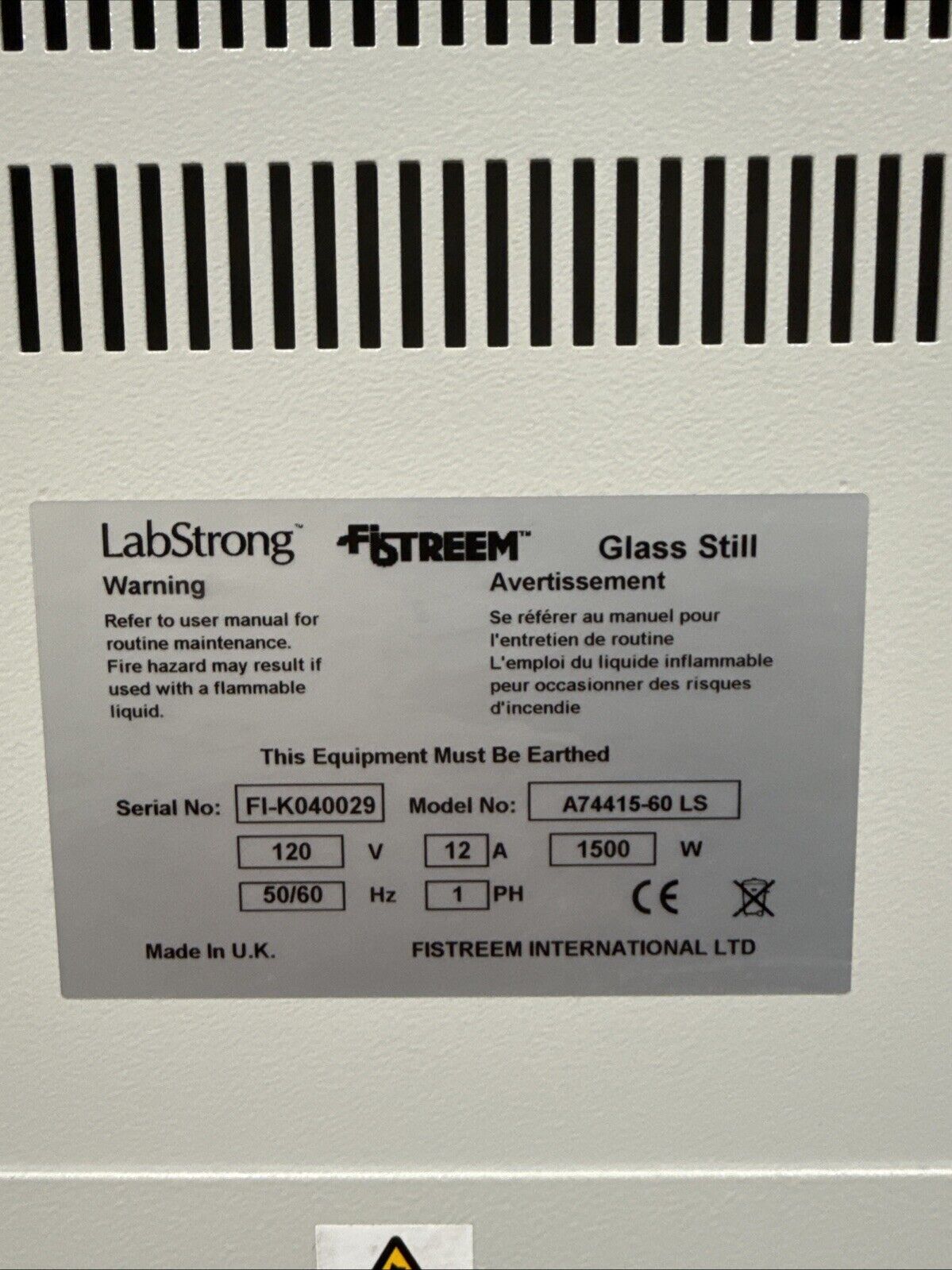 Labstrong Barnstead Fistreem II Glass Still Model: A74415-60 LS