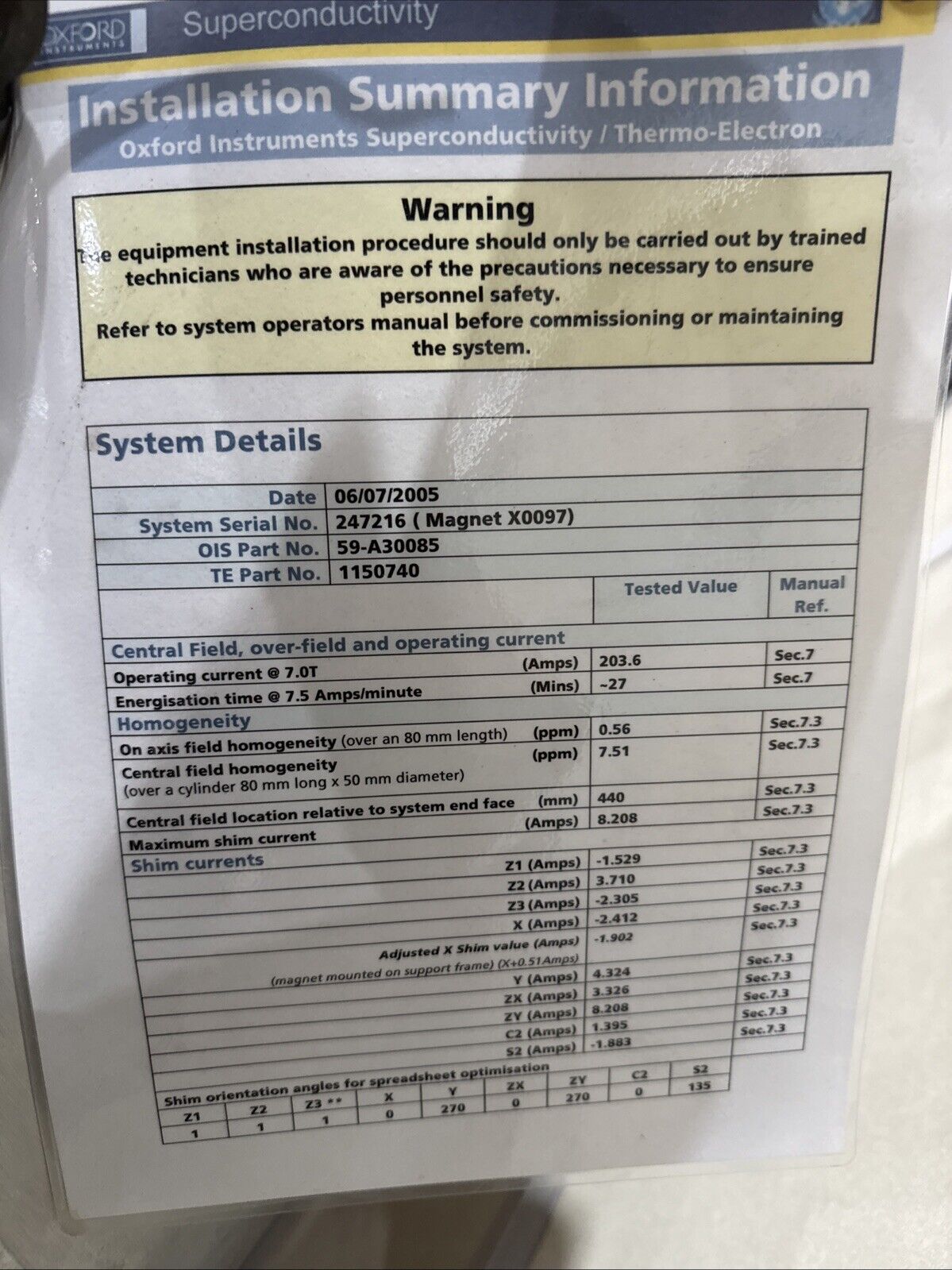Thermo Finnigan LTQ PCB Electrometer Mass Spectrometer Superconducting Magnet