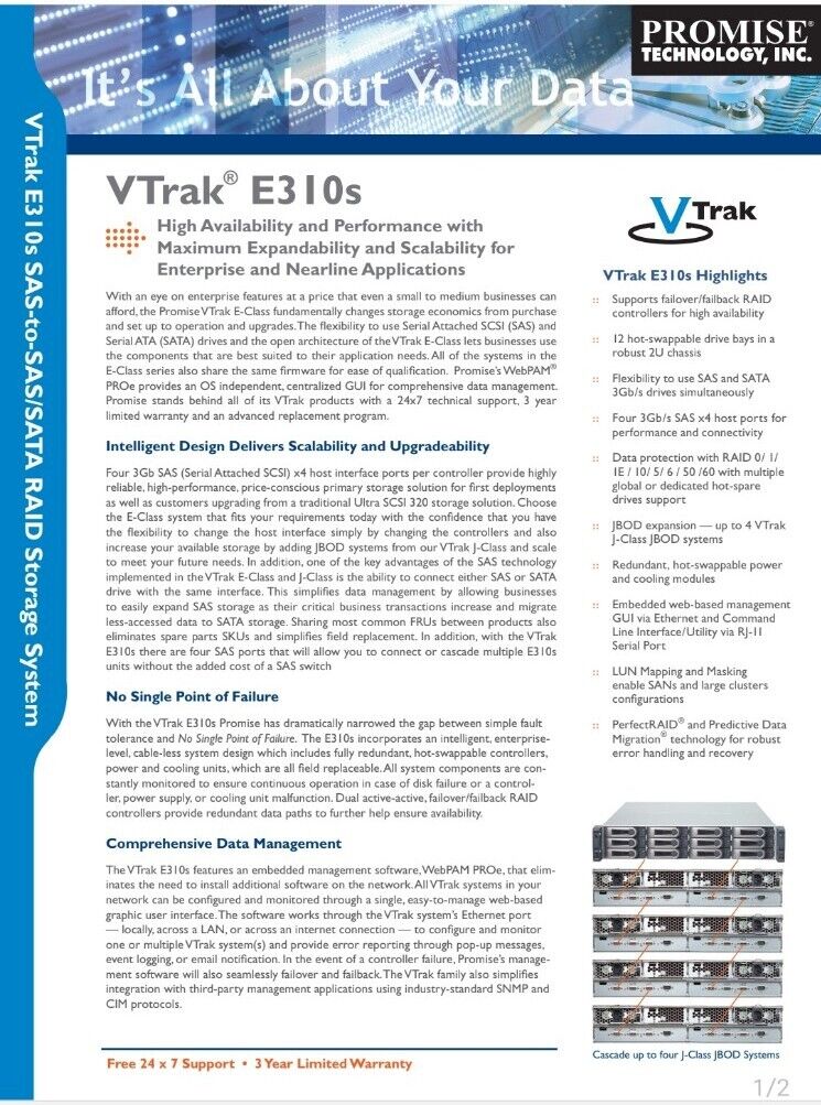 E310S Promise VTRAK Controller New