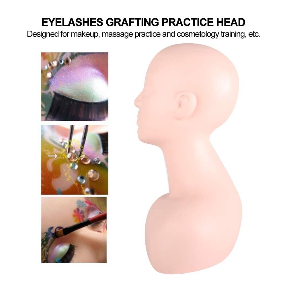 Silicone Mannequin Training Head Makeup Model Eyelash Extensions Practice Doll