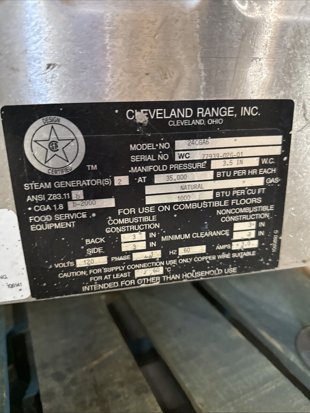 Cleveland Range Gas Steamer Model 24CGA6