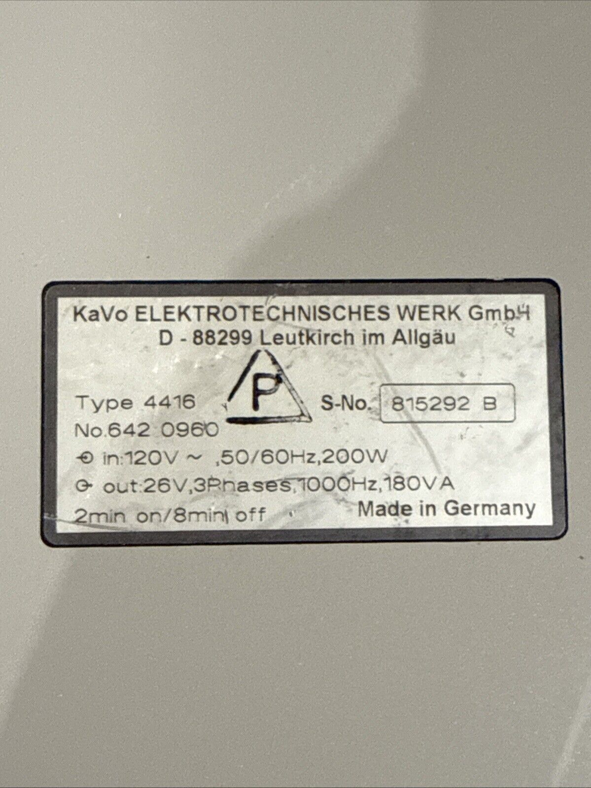 Kavo Ewl SF 4416 Dental Machine Motor 60000 RPM