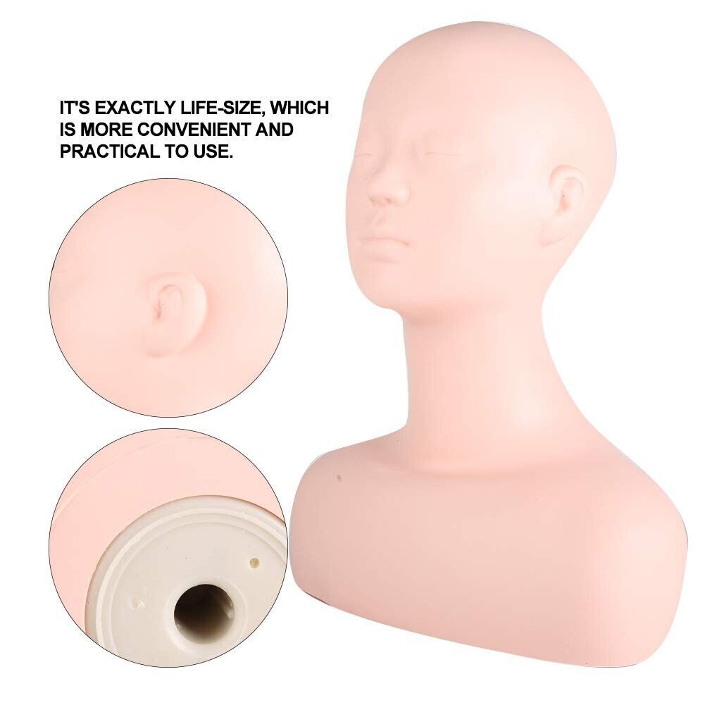 Silicone Mannequin Training Head Makeup Model Eyelash Extensions Practice Doll