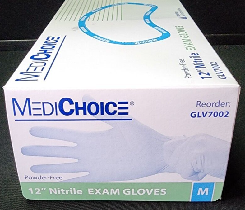 MediChoice BLUE Nitrile Exam Gloves Powder Free Latex Free Medium 1000count Case
